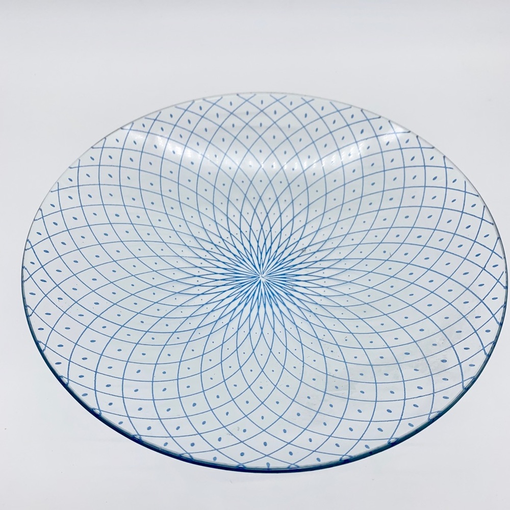 Vintage gorgeous  glass blue bowl with design